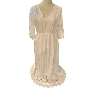 Soft Surroundings Women’s White Quarter Sleeve Maxi Dress Size 1X